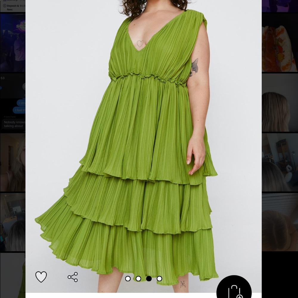 NWT!! Beautiful Green Ruffled Midi!